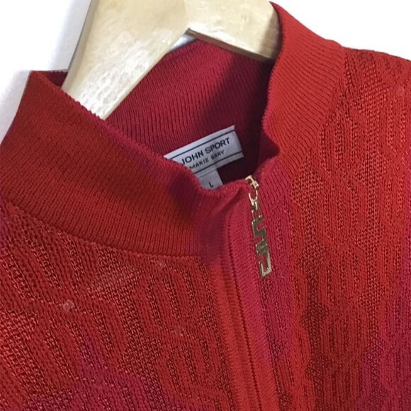 St John Sport Vintage Red Wool Blend Clear Sequins Embellishment Sweater - Picture 2 of 13